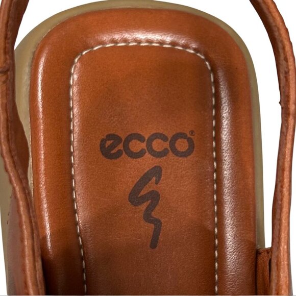 Ecco Brown Leather Wedge Buckle Walking Sandals Size 7 - Picture 8 of 11